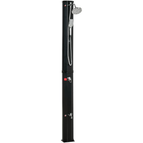 Solardusche 35L – Douche pour eau chaude. Arrivée d’eau, robinet. Couleur : noir. Dimensions : 17,5 x 14,5 x 216 cm. (1/5)