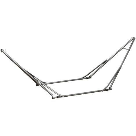 Structure de suspension pliable, 2 en 1. Support pour hamac et étagère à vêtements. Capacité de charge : jusqu’à 120 kg. Dimensions : 290 x 92 x 88 cm. Parfait pour le jardin ou la terrasse. (1/5)