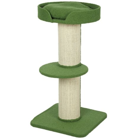 Katzenbaum – Arbre de jeu de 91 cm, avec un lit pour les chats. Plateforme en laine verte. (1/5)