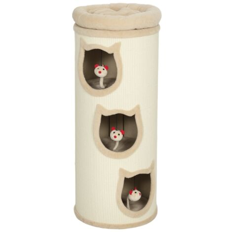 Cage pour chats, 96 cm de haut. Cage à quatre niveaux, avec un lit lavable. Il y a 3 compartiments pour dormir. La cage comprend également des jouets suspendus. Convient à plusieurs chats. Couleur gri (1/5)