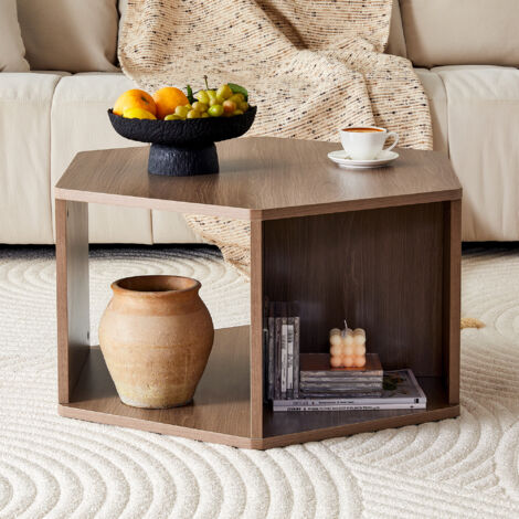 Table de salon polyvalente à forme hexagonale (dimensionnées : 79 x 69,4 x 40 cm). Un design moderne et facile à installer. Idéale pour les espaces intérieurs variés, elle offre des solutions de vie t (1/5)