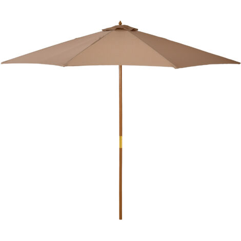 Ombrelle en bois de 300 cm. Ombrelle pour le jardin. Ombrelle pour les balcons. Ombrelle en bambou. Couleur kaki. (1/5)