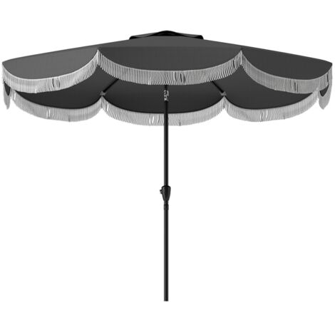 Ombrelle de 269 cm de diamètre. Protection anti-UV. Ombrelle carrée pour balcons. Protection solaire pour le jardin. Couleur gris foncé. (1/5)