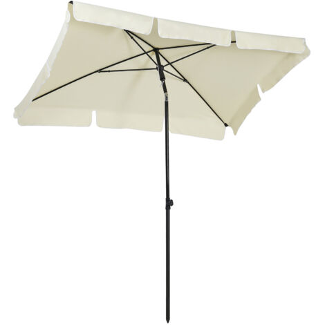 Ombrelle incurvée avec protection UV, parfaite pour balcon et plage. Blanc crème et noir. (1/5)