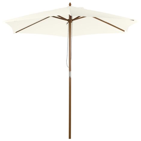 Ombrelle de jardin diamètre 2,5 m, bambou et polyester, 3 degrés d’ombrage. Blanche. Parfait pour jardin ou terrasse. (1/5)