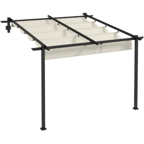 Pavillon 3 x 3 m, pergola insonorisée, toit réglable. Idéal pour jardin et terrasse. Crème. (1/5)