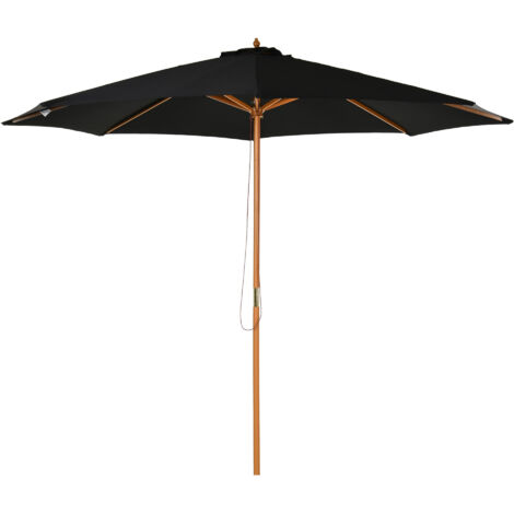 Ombrelle pour jardin et balcon en bambou noir. Qualité robuste et élégante. Parfait pour jardin et terrasse. (1/5)