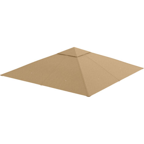 Toit de remplacement pour pavillon, dimensions : 298 x 295 cm. Polyester beige, résistant au vent et UV. (1/5)