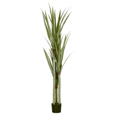 Plante artificielle de yucca, mesure : 190 cm. Plantes artificielles en plastique, placées dans un pot. Dimensions : 17 x 17 x 190 cm. Couleur : vert émeraude. (1/5)
