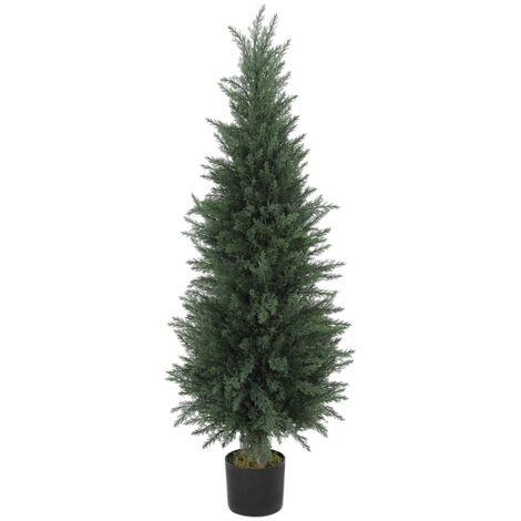 Cyprès artificiel de 120 cm de hauteur. Plantes artificielles en pot. Conforme aux exigences des rayons UV. Un excellent accessoire décoratif pour le salon, la chambre à coucher, le bureau ou le balco (1/5)