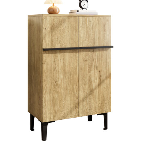 Meuble moderne pour les chaussures, avec des portes doubles, une grande capacité de rangement et des compartiments réglables. Un meuble pratique pour le coin entrée. Forme compacte : 95×60×34,5 cm. (1/5)
