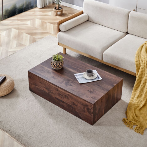 Table de salon rectangulaire, en bois de noyer. Dimensions : 90×50×30 cm. Matériau utilisé : MDF. Pas besoin d’assemblage. Le dessus est doté de patins antidérapants. Parfait pour un style luxueux mod (1/5)