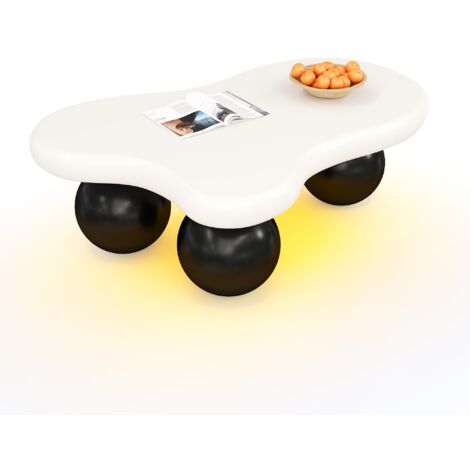 Table de salon en forme de nuage, avec éclairage LED. Il est possible de choisir parmi 16 couleurs différentes. Design en forme de nuage, design rond… Un élément stylé pour un salon ou une chambre à c (1/5)