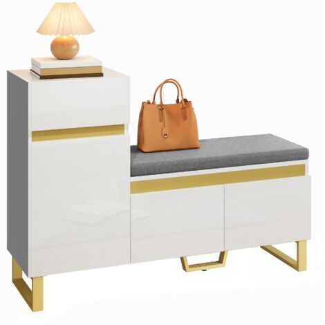 Armoire à chaussures grande capacité adaptée à l entrée de la maison, armoire multiétagère au design moderne et minimaliste, idéale pour organiser affaires domestiques avec tiroirs et portes (1/5)