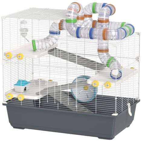 Cage pour hamsters de petite taille, avec 4 niveaux, système de tunnels, abri, accessoires… L’ouverture supérieure mesure 78 x 45 x 73 cm. Couleur g (1/5)