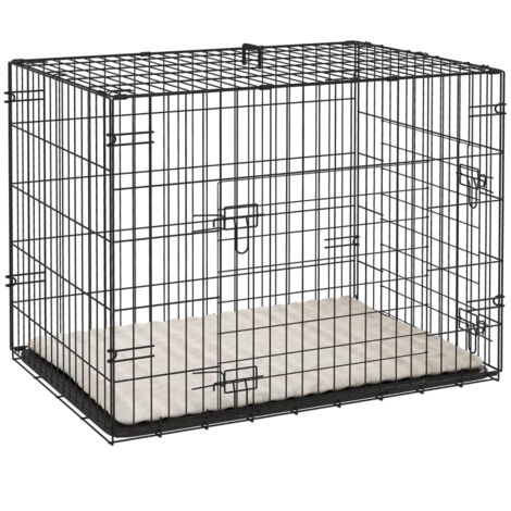 Cage pour chiens réglable. Box pour chiens avec 2 portes. cage de transport dotée d’une base détachable. Matelas de 75 x 48,5 x 53 cm, en couleur noi (1/5)