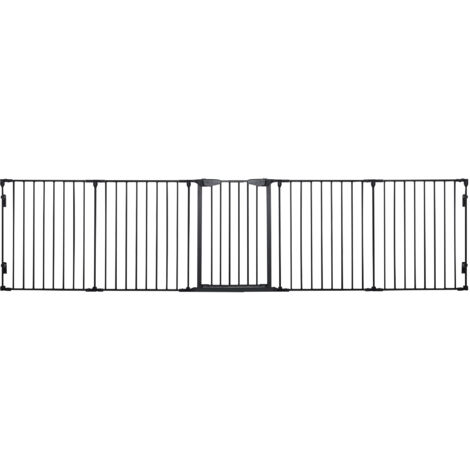 Déflecteur pour chiots 2 en 1 : structure pliable en 5 parties. Permet de fermer l’espace avec une porte. Conçu pour les chiots de petite et moyenne taille. Structure en métal noir, dimensions : 300 x (1/5)