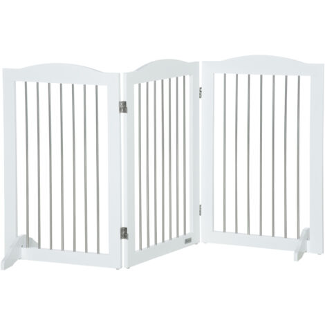 Barreaux de protection pour les portes, dépliables. Barreaux en métal, 3 plaques. Barreaux de protection pour les escaliers, couleur blanche, dimensions : 154x30x80 cm. (1/5)