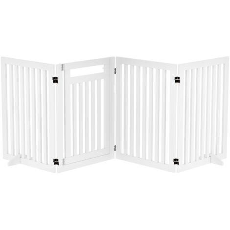 Barres de protection pour les escaliers, sans besoin d’perforations. Barres de sécurité en 4 pièces, disposées debout. Ces barres sont équipées de 2 pieds de soutien. Couleur blanche, longueur : 81 cm (1/5)