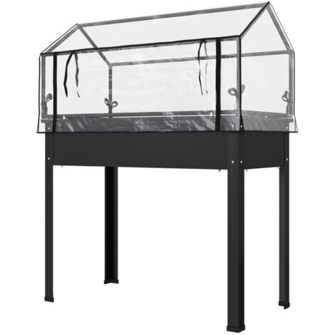 Enclos haut avec toit verre noir 100x48x124 cm - Box plante surélevé - Ouvertures drainage eau - Pour plantes, fleurs, légumes - Jardin, terrasse, balcon - Protection (1/5)