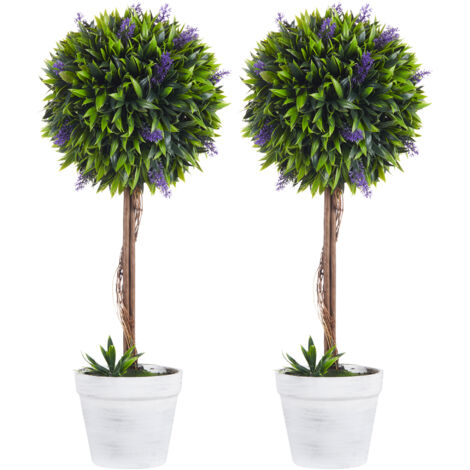Lot de 2 plantes artificielles de lavande, 60 cm, à disposer dans un pot, accompagnées de mousse artificielle, idéales pour les espaces intérieurs et extérieurs (1/5)