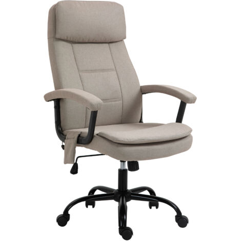 Fauteuil de bureau avec fonction de massage. Bureau ergonomique, réglable en hauteur, avec fonction de ressaut. Couleur beige pour un confort optimal lors des tâches à domicile. (1/5)