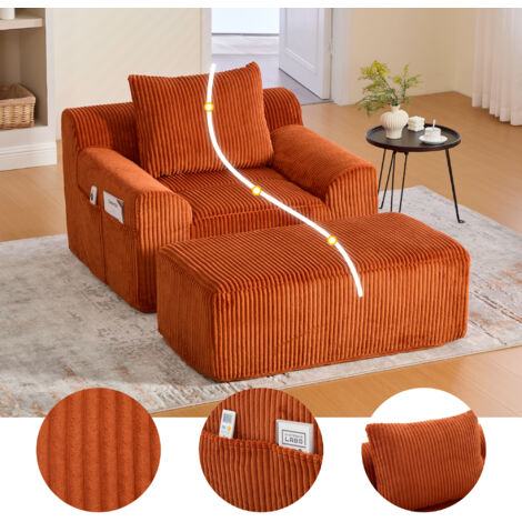 Grand fauteuil avec accoudoirs – Lecture, coton, poches latérales, coussins, assise basse, moelleux, sans structure métallique, sans montage. Geei (1/5)