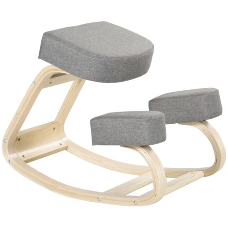 Kniestuhl : fauteuil ergonomique pour une posture assise saine. En bois de bouleau. Capacité de charge : 120 kg. Couleur : gris. (1/5)