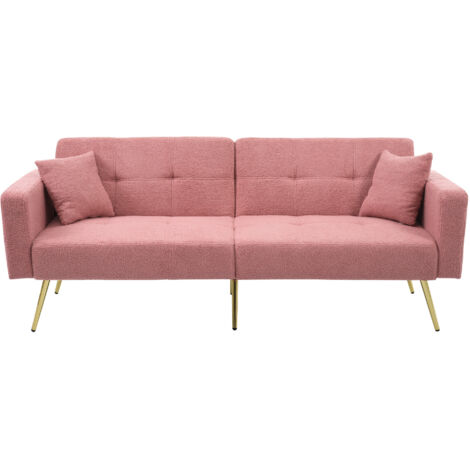 Canapé-lit avec fonction de lit. Angle de couchage réglable. Pieds en or. Possibilité d’utiliser des coussins et des compartiments de rangement sur les côtés. (1/5)