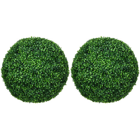 Lot 2 plantes artificielles sphériques 50 cm - Plastique - Vert - Pour salon, chambre, bureau, jardin - Déco moderne géométrique - Anti-UV - Sans arrosage (1/5)