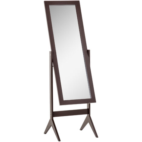 Miroir corps entier profil 47x46x148 cm - Pieds relevés - MDF - Facile d’entretien - Pour chambre, couloir, dressing - Design stable - Marron (1/5)