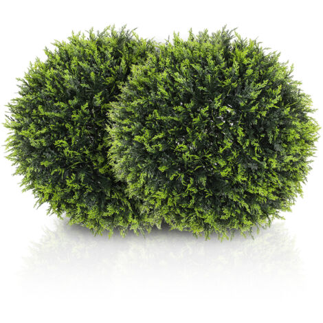 Lot 2 cèdres artificiels 45 cm - Plastique - Plantes d’intérieur - Pour maison, bureau, couloir, jardin - Déco verte naturelle - Anti-UV - Sans arrosage (1/5)
