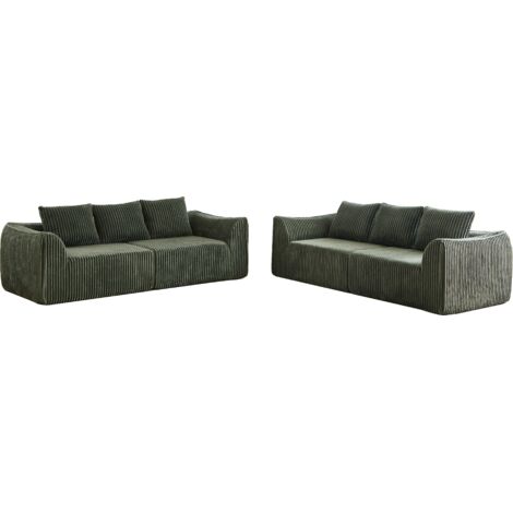 Canapé cuir minimaliste - Lignes fluides sinueuses - Dossier incurvé - 6 coussins - Pour salon, bureau, appartement - Design épuré haut de gamme (1/5)