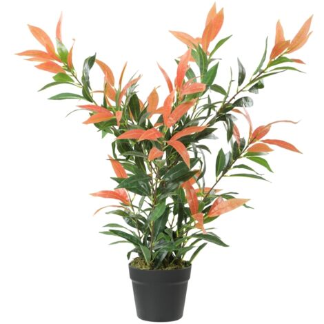 Arbre artificiel brillant 90 cm - 300 feuilles - Branches ajustables - Couleur rouge+vert - Pour Noël, fête ou décoration de salon - Plastique (1/5)