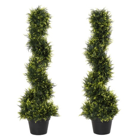 Lot 2 plantes artificielles cèdre 90 cm - Aspect réaliste - Plastique résistant - Pour salon, chambre, bureau, jardin - Déco verte moderne - Sans arrosage (1/5)