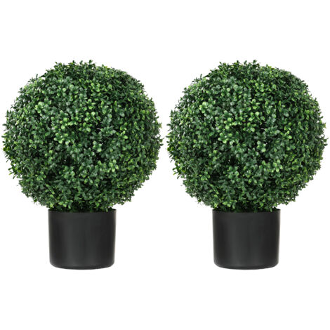Lot 2 plantes artificielles résistantes UV 52 cm - Pour pot fleur - Jardin, salon, terrasse - Déco lumière vive - Plastique vert - Sans entretien (1/5)