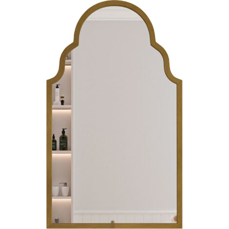 Miroir rectangulaire bronze 61x101 cm - Fixation murale - Pour salle de bains, salon, chambre - Déco murale intérieure - Cadre métal - Style élégant (1/5)