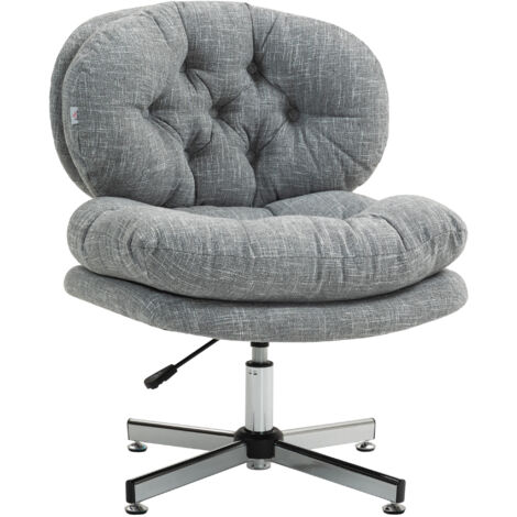 Chaise de bureau ergonomique – Bascule, assise rembourrée, hauteur réglable, pivotante, tissu lin gris. (1/5)