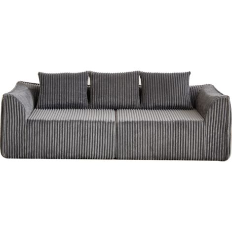 Canapé minimaliste tissu cordon - Lignes fines - Dossier incliné - 5 coussins - Pour salon, appartement, bureau - Design épuré et confortable (1/5)