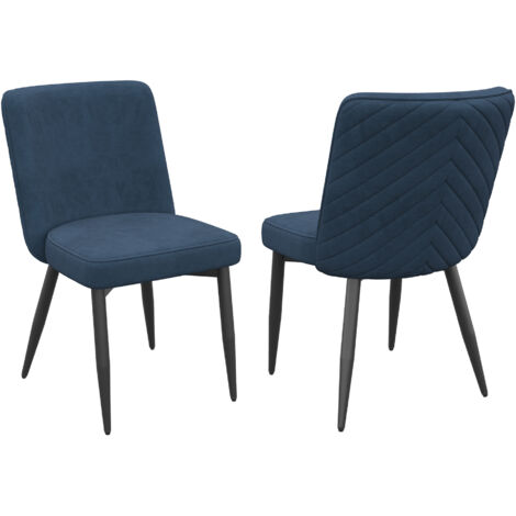 Lot 2 chaises salle à manger bleu foncé velours - Confortables et respirantes - Style moderne - Pour salle à manger, salon, café (1/5)