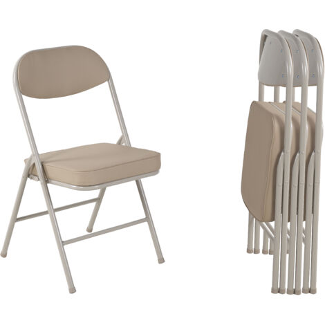 Lot 4 chaises pliantes - Sièges rembourrés confortables - Cadre métal durable - Capacité 100 kg (220 lbs) - Usage domestique/professionnel - Sans montage (1/5)