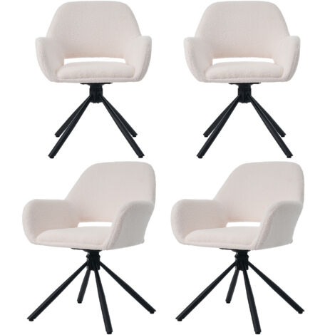 Lot 4 chaises pivotantes blanches - Pieds faits main - Design moderne élégant - Pour salon, salle à manger (1/5)