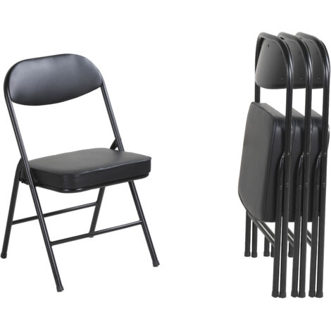 Lot 4 chaises pliantes - Sièges confortables amovibles - Cadre métal robuste - Capacité 100 kg (220 lbs) - Usage domestique/professionnel - Sans montage