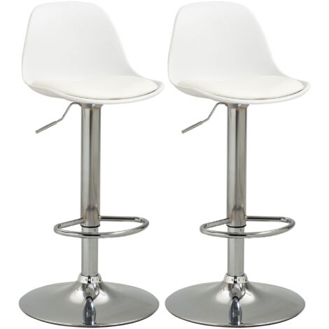 Lot 2 chaises bar pivotantes blanc 40x42 cm - Hauteur 82-104 cm - Dossier réglable - Similicuir - Capacité 120 kg - Pour bar, cuisine, salon (1/5)