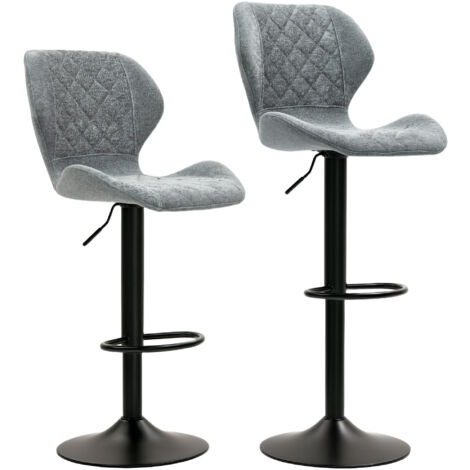 Lot 2 chaises cuisine pivotantes 360° gris foncé - Tissu Chenille - Hauteur réglable - Appuis-têtes - Structure acier - Pour cuisine, salon, bar (1/5)