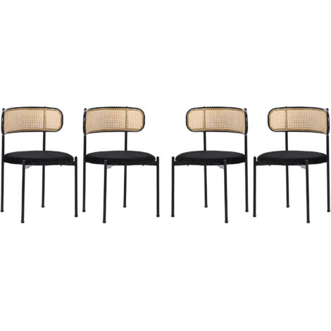 Lot 4 fauteuils noirs - Style moderne simple - 4 pieds métal - Pour salon, chambre, salle à manger (1/5)
