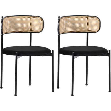 Lot 2 fauteuils noirs - Style moderne simple - 4 pieds métal - Pour salon, chambre - Confortables et décoratifs (1/5)