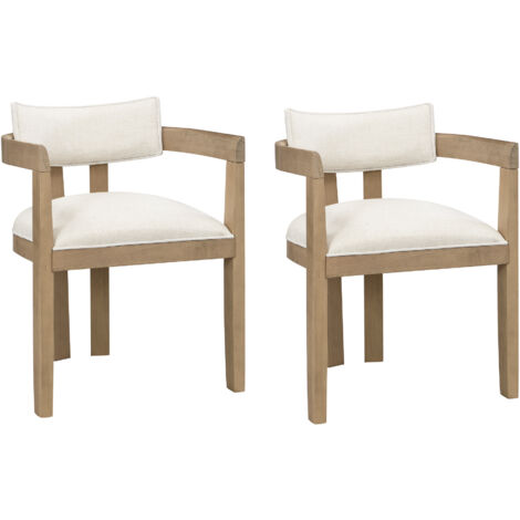 Lot 2 chaises salle à manger bois massif naturel - Confortables et respirantes - Pour salle à manger, salon, café - Style moderne (1/5)
