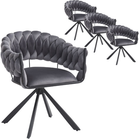 Lot de 4 chaises de salle à manger - Bois - Empilables - Sièges rembourrés - Pour invités, bureau, mariage, réception - Pratiques et nomades - gris (1/5)