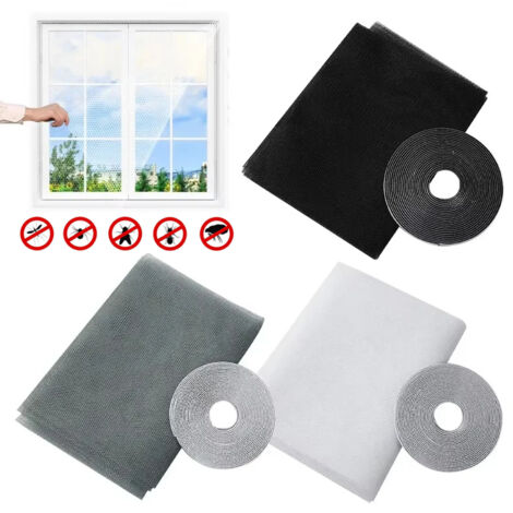 Lot de 2 Moustiquaire Fenêtre 150x200cm, Filet Anti-Insectes avec Rubans Adhésifs, Installation Sans Outil, Aération et Protection (1/5)